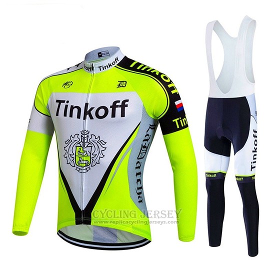 2017 Cycling Jersey Tinkoff Bright Green Long Sleeve and Bib Tight